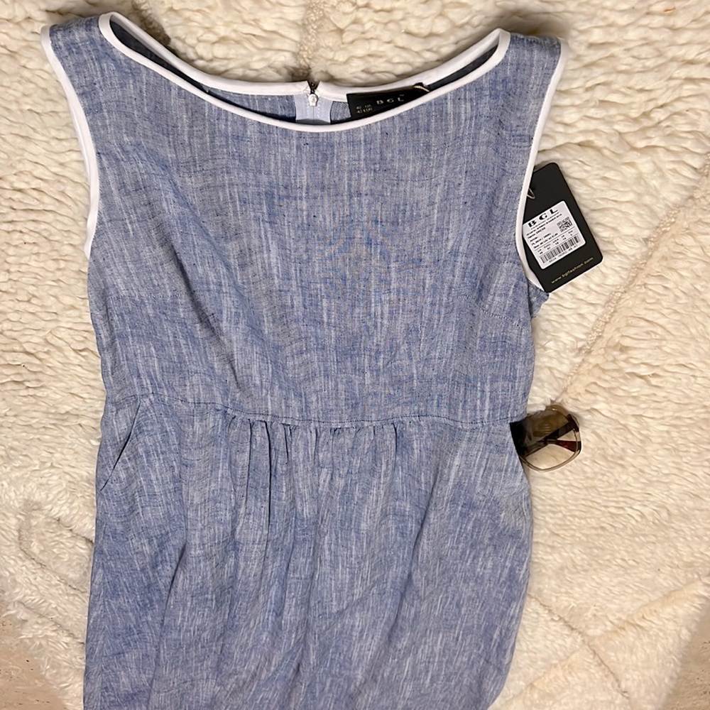 Linen maxi dress, blue BGL designer NWT Large size 10